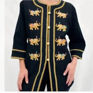 Bob Mackie Wearable Art Black Elephant Jacket Size XL Women's NWT Maximalist